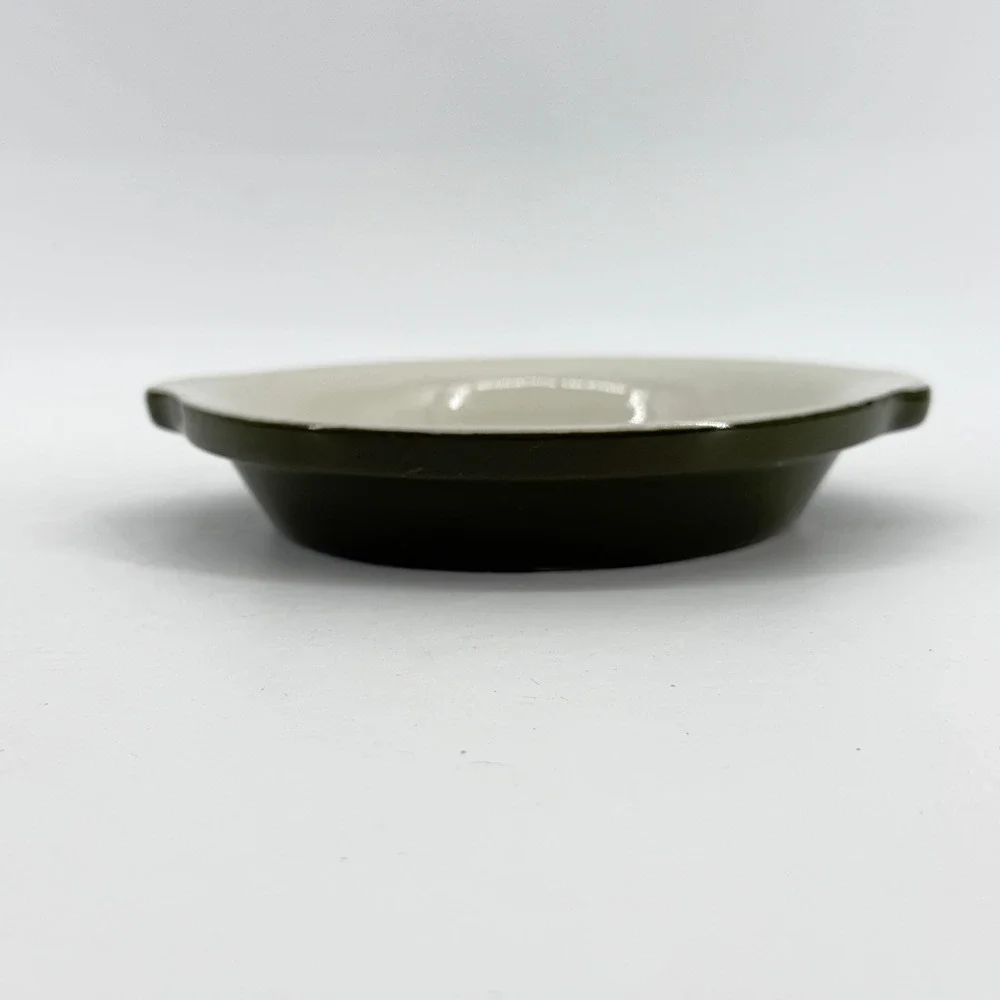 Hall Ceramic Baking Dish 513 Unisex Green White Vintage Tab Handle Stoneware